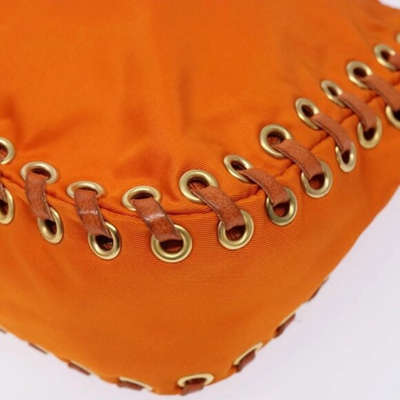 PRADA Accessory Pouch Nylon Orange Gold Auth 139357 - Picture 3 of 16